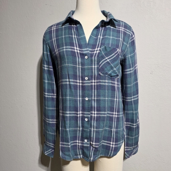 EUC CLOTH & STONE FLANNEL PLAID BUTTON DOWN SZ M - Picture 3 of 10